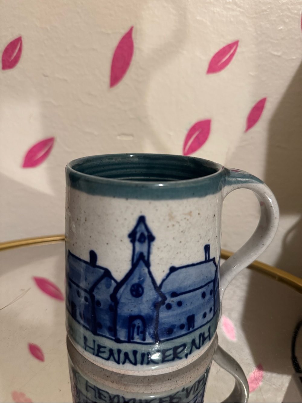 Great bay poetry Handmade Blue & Cream Village Ceramic Mug made in usa
